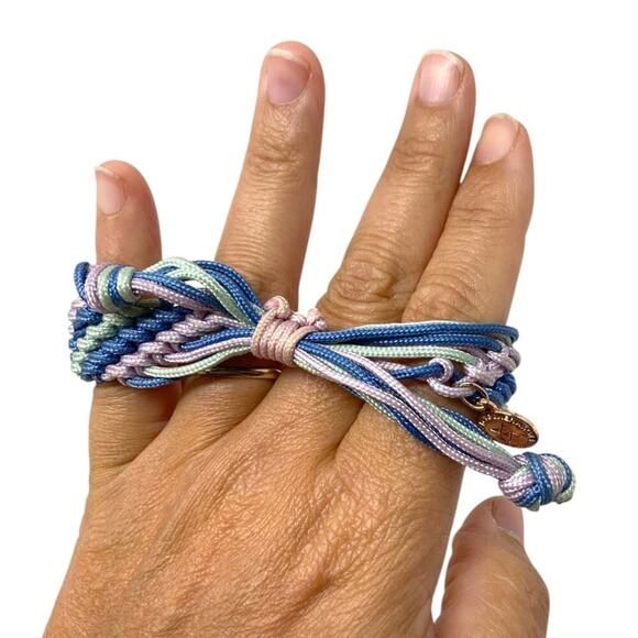 BCBGeneration Love Life Woven Cord Bracelet Pink Blue Green - Picture 3 of 4